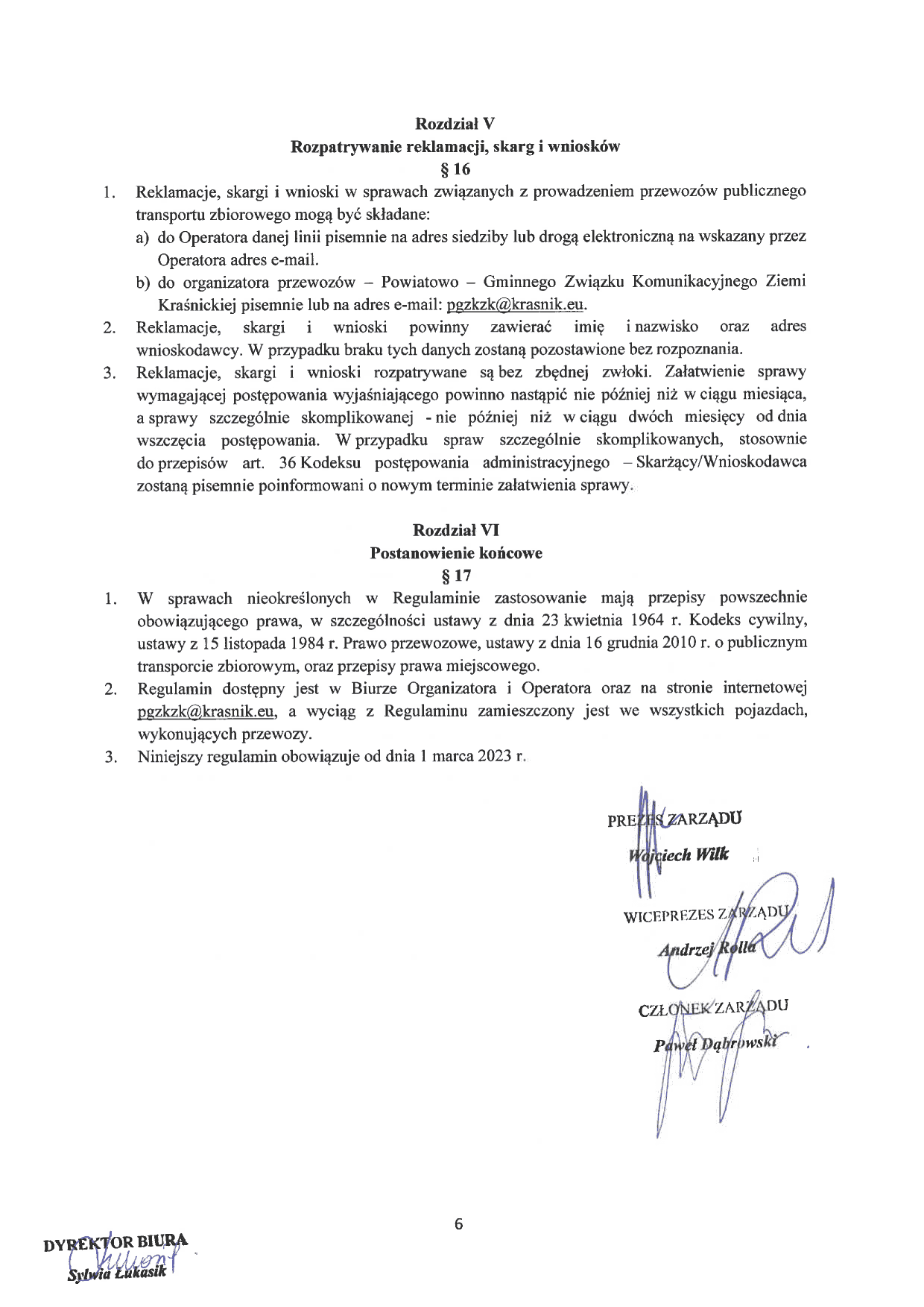 Regulamin przewozu str. 6